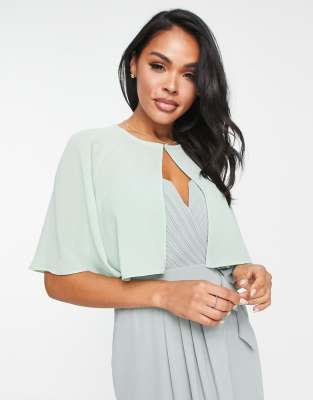 Tfnc Bridesmaids Chiffon Cape In Fresh Sage-green