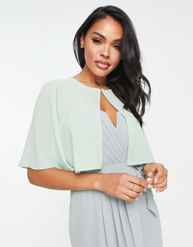 TFNC Bridesmaids chiffon cape in fresh sage