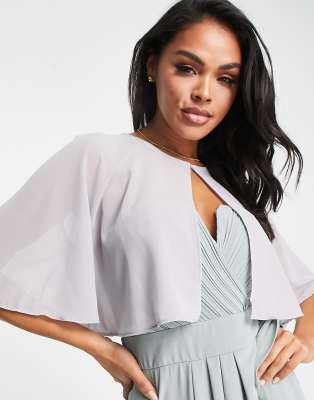 TFNC Bridesmaids chiffon cape in grey