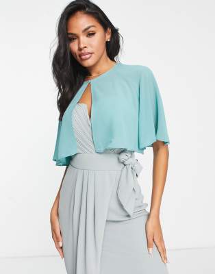 Bridesmaids chiffon cape in sea blue