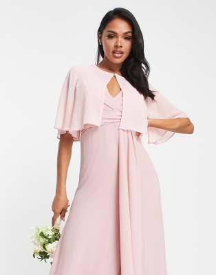 Tfnc Bridesmaids Chiffon Cape In Whisper Pink