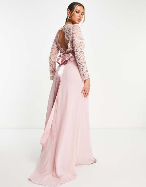 Long sleeve mauve bridesmaid 2024 dress