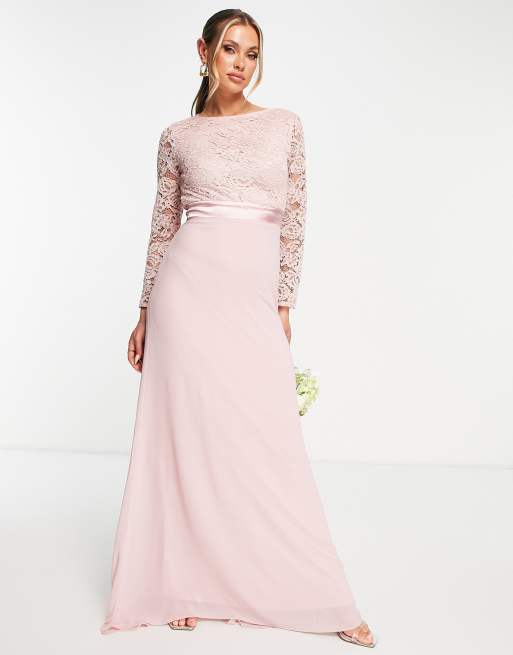 knee length dresses for ladies Baltic Born Womens Summerlin Lace Top Maxi Dress | Dusty Mauve main image 1