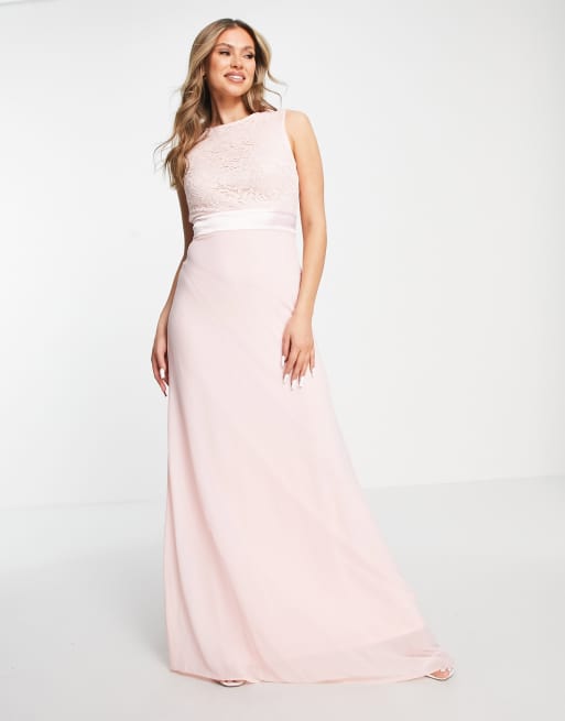 Tfnc maxi bridesmaid dress shop with scalloped lace and