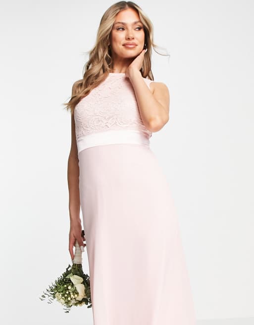 Tfnc maxi bridesmaid dress 2024 with scalloped lace and