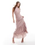 [TFNC] TFNC Bridesmaids halter neck dress in soft pink 10 Soft Pink