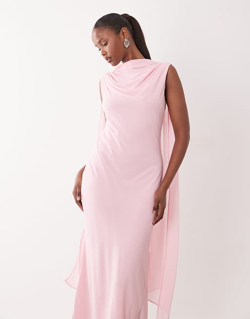 high neck bridesmaid dresses B193061 Long High-Neck Halter Poly Chiffon Dress with Sash pair with a structured clutch and delicate bracelet for race day sophistication Elegant Blue High Neck Chiffon