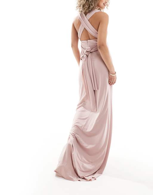 TFNC Bridesmaids Maternity multiway maxi dress in soft pink | ASOS