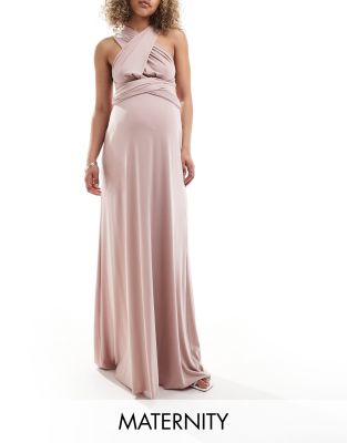 TFNC Bridesmaids Maternity multiway maxi dress soft pink