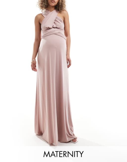 Tfnc Bridesmaids Maternity Multiway Maxi Dress Soft Pink Asos 3533