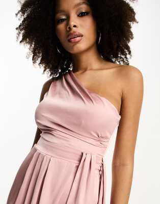 TFNC - Bridesmaids - Maxikleid in Staubrosa mit One-Shoulder-Träger und plissiertes Details