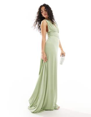 Bridesmaids multiway maxi dress in sage-Green