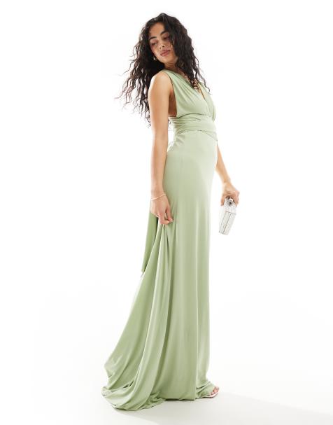 TFNC Bridesmaids multiway maxi dress in sage - view 1