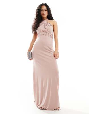 tfnc bridesmaids multiway maxi dress in soft pink