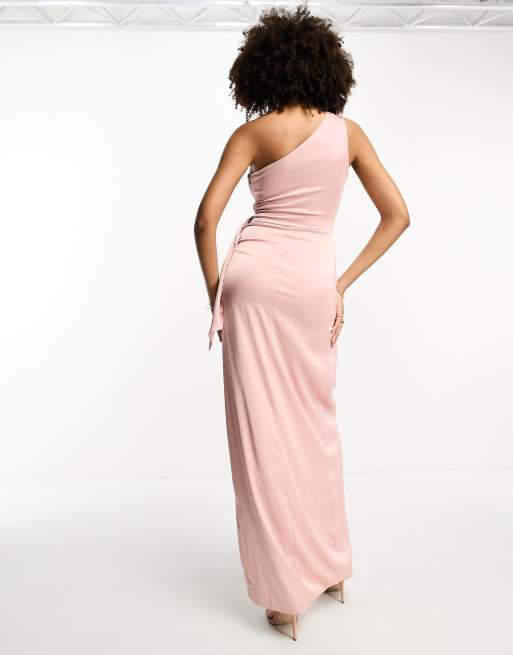 Tfnc bridesmaid exclusive pleated maxi dress 2024 in pearl pink