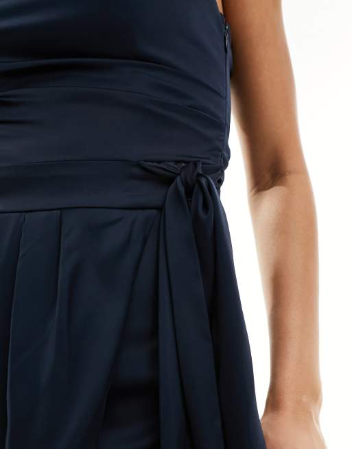 strapless open back dress Washer Wool Gabardine Pleated Shoulder Strap Dress Xs