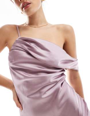 Tfnc Bridesmaids Satin Asymmetric One Shoulder Midaxi Dress