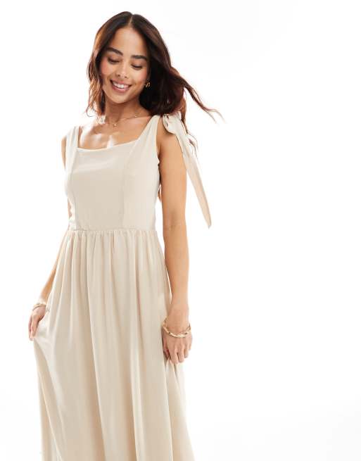  TFNC Bridesmaids square neck maxi dress in caffe latte