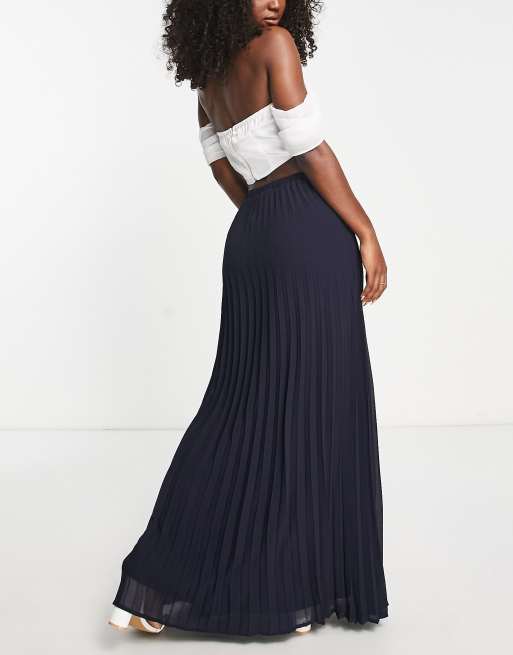 TFNC - Bruidsmeisjes - Geplooide maxi rok in marineblauw, 2 van 4