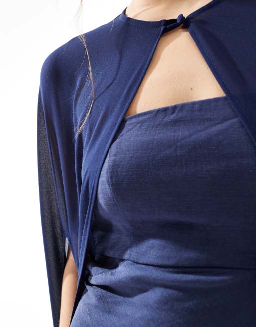TFNC - Bruidsmeisjes - Maxi-cape van chiffon in marineblauw, 3 van 4