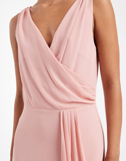 TFNC - Bruidsmeisjes - Maxi jurk van chiffon met gedraaid detail in roze, 3 van 4