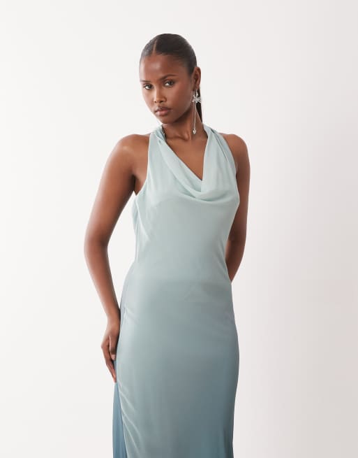 TFNC - Bruidsmeisjes - Maxi jurk van chiffon met halternek in aqua ombre, 2 van 4