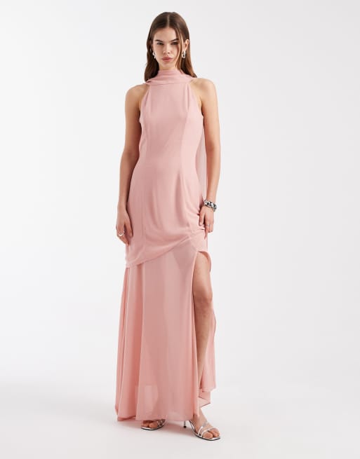 SHEIN Belle Volwassen bruidsmeisjesjurk met splitontwerp en gerimpeld detail op de borst
