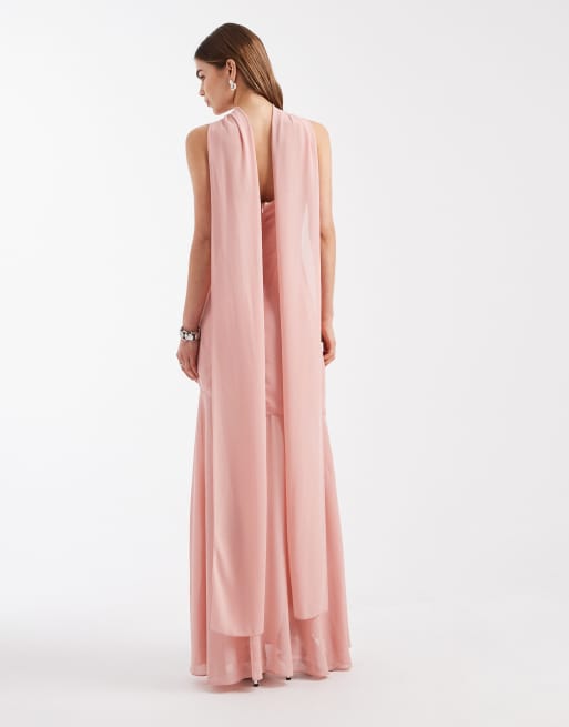 Vrouwen V-hals bruidsmeisje jurken lange split chiffon ruches mouw formele avondjurken, Dusty Blauw, 56 NL/Plus