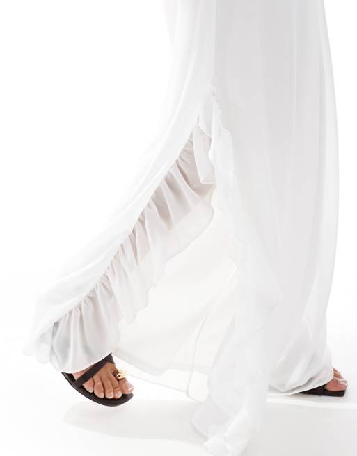 sachin and babi light blue dress TFNC chiffon high waisted trousers in cream co-ord