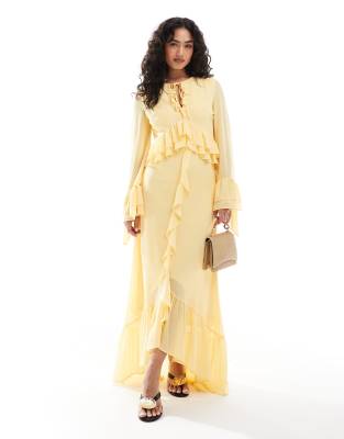 Tfnc Chiffon Maxi Dress With Frill Detail