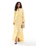[TFNC] TFNC chiffon maxi dress with frill detail in pale yellow 10 Lemon