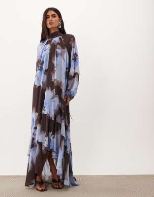 Tfnc Chiffon Maxi Dress With Tiered Hem In Multi