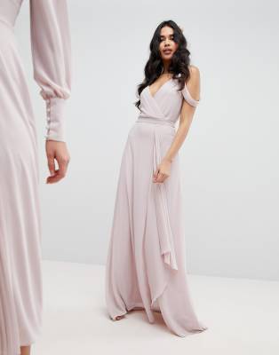 wrap maxi bridesmaid dress