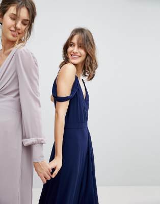 tfnc cold shoulder wrap maxi bridesmaid dress with fishtail