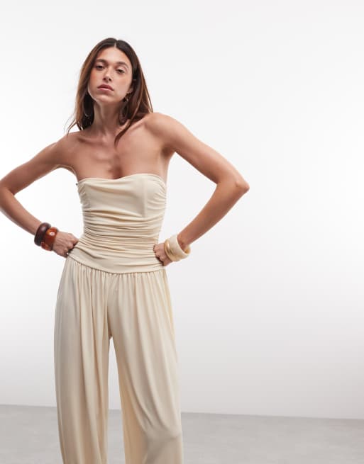 TFNC - Combinaison bandeau près du corps avec pantalon style sarouel - Crème, 3 de 7