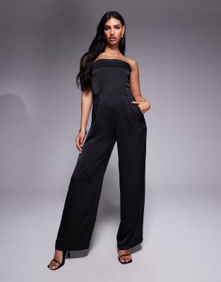 TFNC - Combinaison large bandeau satinée - Noir