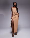 [TFNC] TFNC corset midi dress with knot front in mocha-Brown 10 Mocha