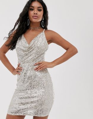 sequin silver mini dress