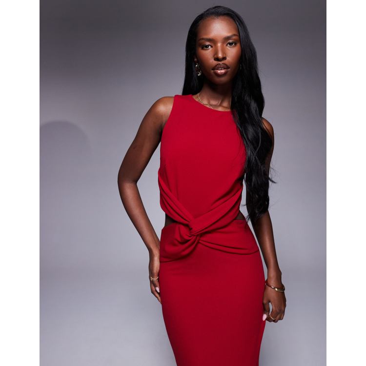 red two piece bodycon dress Bodycon Mini Dress with Convertible Off-Shoulder Ruffle
