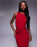 [TFNC] TFNC crepe bodycon maxi dress with cut-out waist in red 14 RED