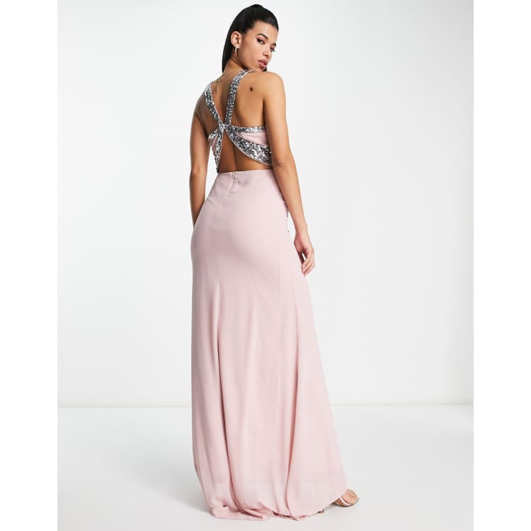 Tfnc riva pale mauve maxi hot sale embellished dress