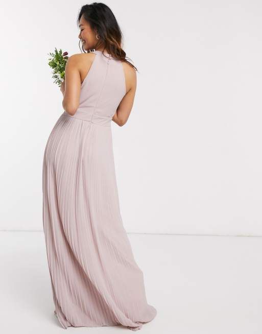 TFNC – Exklusives, plissiertes Brautjungfern-Maxikleid in Rosa, 2 von 4