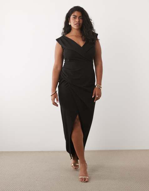 TFNC grande taille robe longue portefeuille noire - view 1