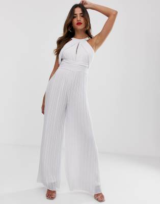 tfnc halter pleated asos jumpsuit neck