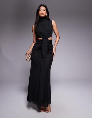 Tfnc High Neck Cut Out Maxi Dress In Black