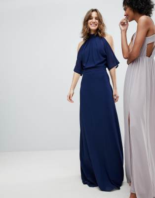 tfnc high neck maxi bridesmaid dress with fishtail