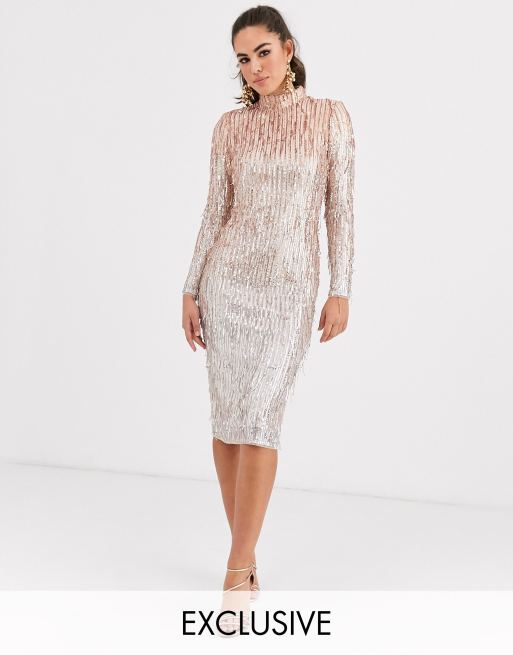 Rose gold high outlet neck dress