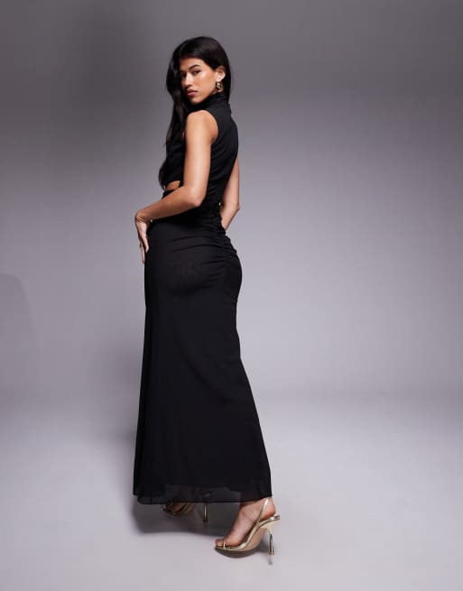 TFNC – Hochgeschlossenes Maxikleid in Schwarz mit Cut-Out, 4 von 4