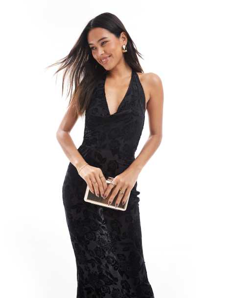 TFNC jersey velvet devore maxi dress in black  - view 1