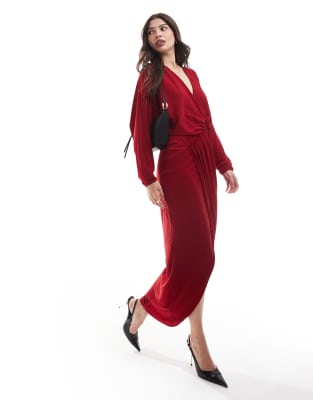 kimono maxi dress in red